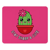 Cute Cactus Mouse Pad, Stay Sharp And Cute, Kawaii Desk Decor, Office Gift, Pink Mousepad, Computer Accessories - Tawshia